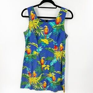 ✅ VINTAGE SHANNON MARIE HAWAIIAN‎ SLEEVELESS DRESS  SIZE MEDIUM/10 BLUE FLORAL